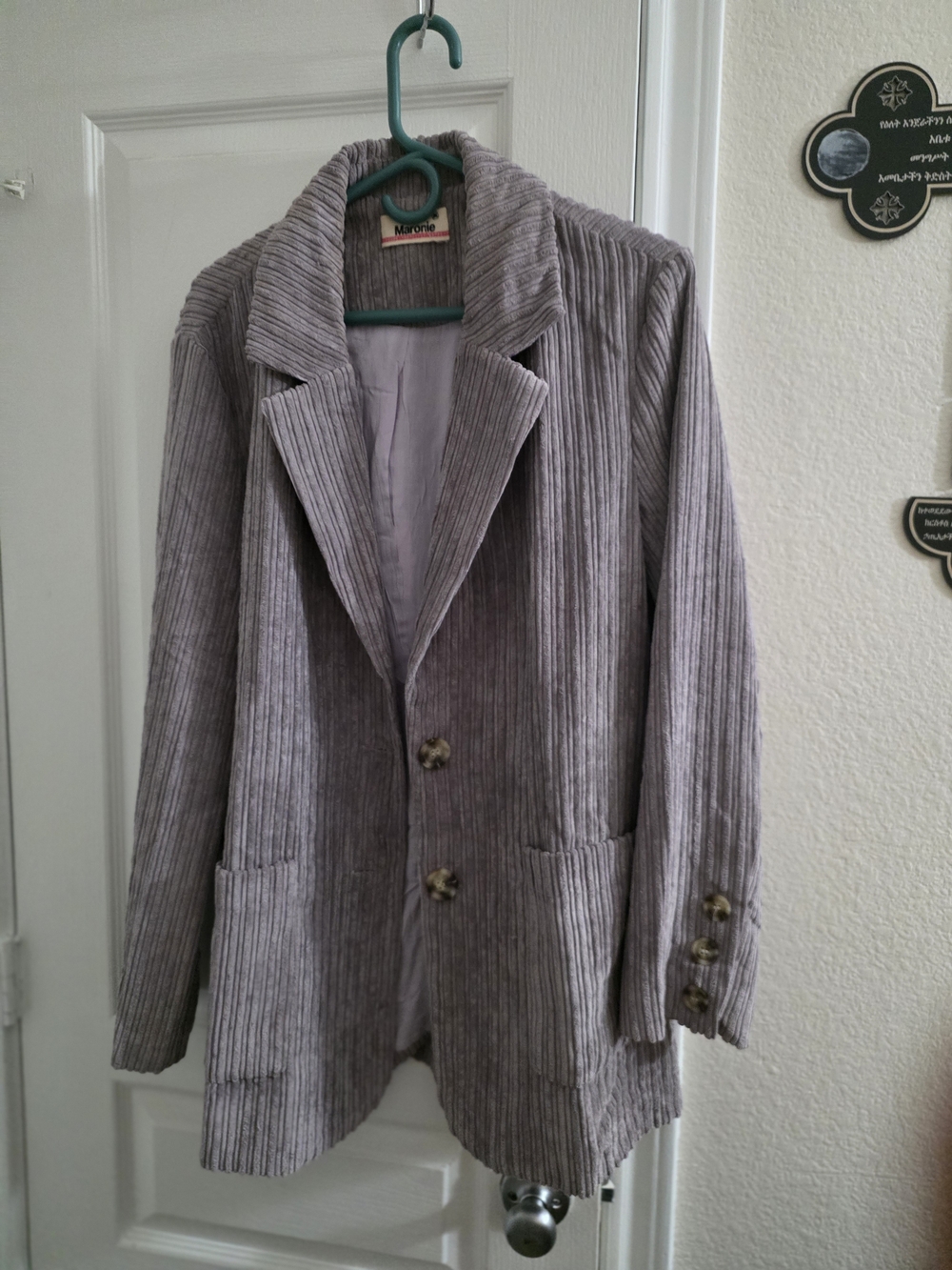 Men's Corduroy Blazer in Light Lavender - Classic Notch Lapel Size M ( NEW)